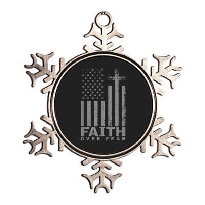 America Pride US Flag Faith Over Fear Prayer Metallic Star Ornament