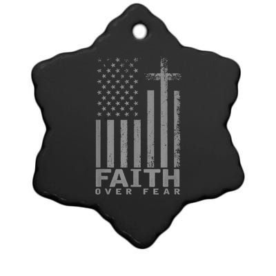 America Pride US Flag Faith Over Fear Prayer Ceramic Star Ornament