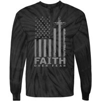 America Pride US Flag Faith Over Fear Prayer Tie-Dye Long Sleeve Shirt