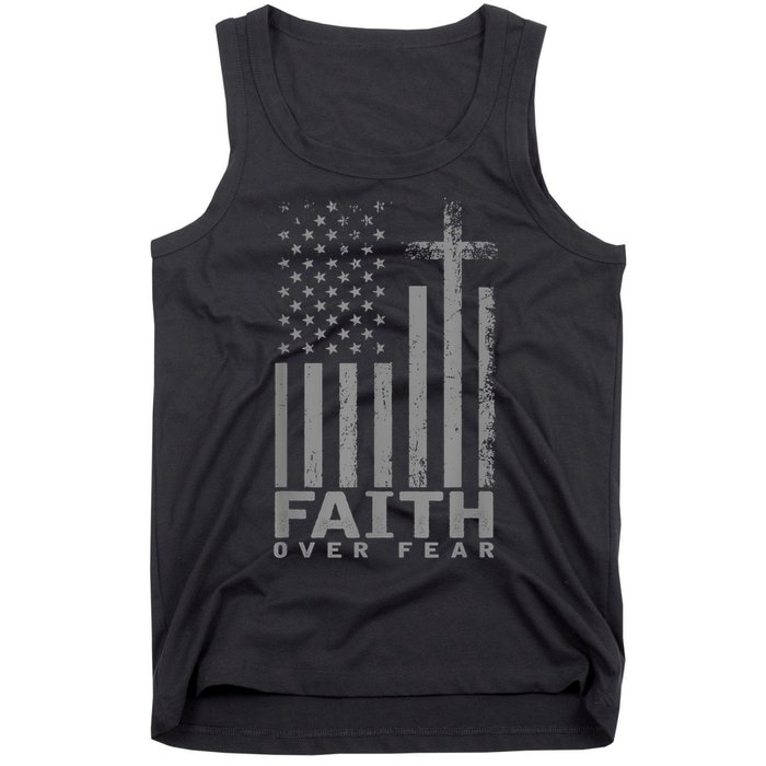 America Pride US Flag Faith Over Fear Prayer Tank Top