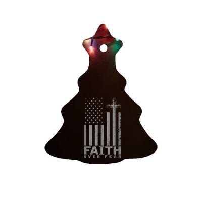 America Pride US Flag Faith Over Fear Prayer Ceramic Tree Ornament