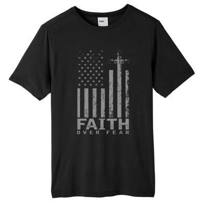 America Pride Us Flag Faith Over Fear Prayer Tall Fusion ChromaSoft Performance T-Shirt