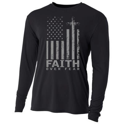 America Pride Us Flag Faith Over Fear Prayer Cooling Performance Long Sleeve Crew