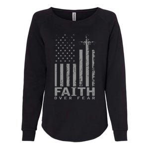 America Pride Us Flag Faith Over Fear Prayer Womens California Wash Sweatshirt