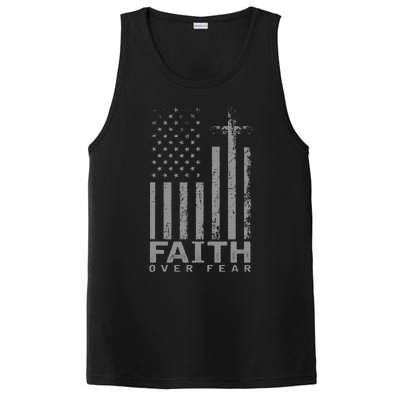 America Pride Us Flag Faith Over Fear Prayer PosiCharge Competitor Tank