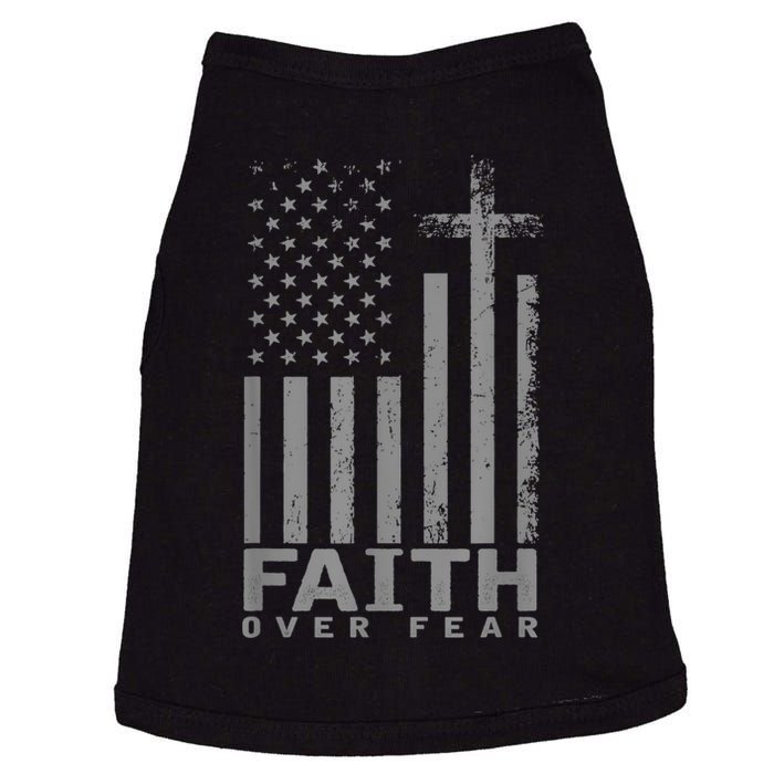 America Pride US Flag Faith Over Fear Prayer Doggie Tank