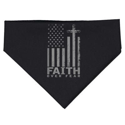 America Pride US Flag Faith Over Fear Prayer USA-Made Doggie Bandana