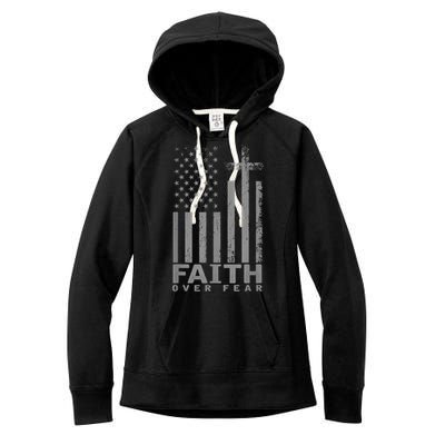 America Pride US Flag Faith Over Fear Prayer Women's Fleece Hoodie