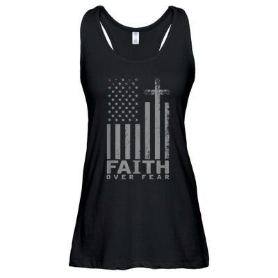 America Pride US Flag Faith Over Fear Prayer Ladies Essential Flowy Tank