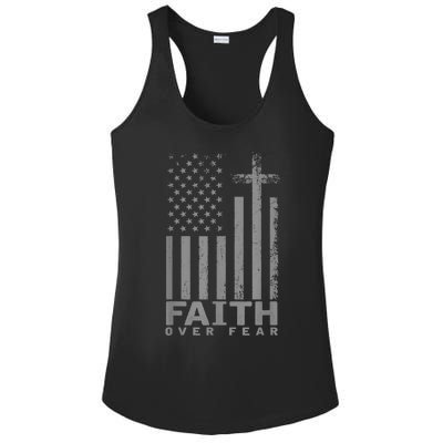 America Pride US Flag Faith Over Fear Prayer Ladies PosiCharge Competitor Racerback Tank