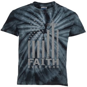 America Pride US Flag Faith Over Fear Prayer Kids Tie-Dye T-Shirt