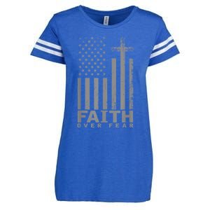 America Pride US Flag Faith Over Fear Prayer Enza Ladies Jersey Football T-Shirt