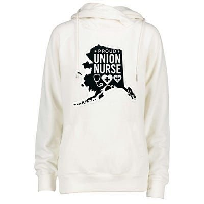 Alaska Proud Union Nurse Funny Healthcare Apparel Womens Funnel Neck Pullover Hood