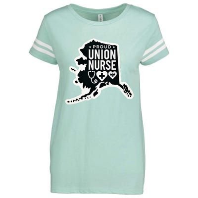 Alaska Proud Union Nurse Funny Healthcare Apparel Enza Ladies Jersey Football T-Shirt