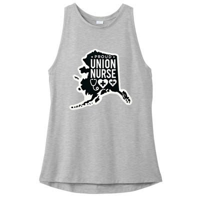 Alaska Proud Union Nurse Funny Healthcare Apparel Ladies PosiCharge Tri-Blend Wicking Tank