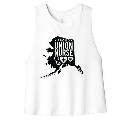 Alaska Proud Union Nurse Funny Healthcare Apparel Women's Racerback Cropped Tank