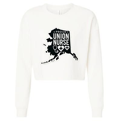 Alaska Proud Union Nurse Funny Healthcare Apparel Cropped Pullover Crew