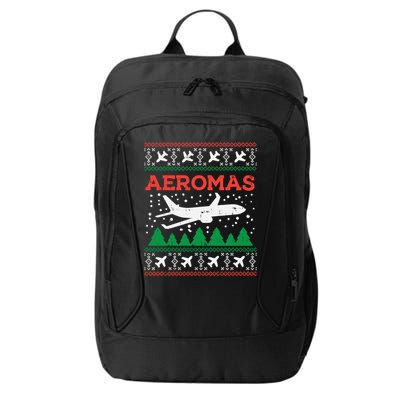 Aeromas Plane Ugly Christmas Sweater Flight Xmas Pilot Gift Cute Gift City Backpack