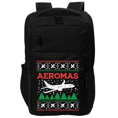 Aeromas Plane Ugly Christmas Sweater Flight Xmas Pilot Gift Cute Gift Impact Tech Backpack