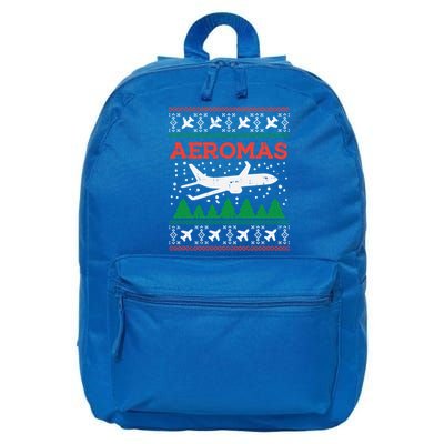 Aeromas Plane Ugly Christmas Sweater Flight Xmas Pilot Gift Cute Gift 16 in Basic Backpack