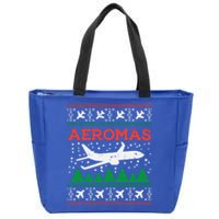 Aeromas Plane Ugly Christmas Sweater Flight Xmas Pilot Gift Cute Gift Zip Tote Bag