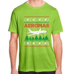 Aeromas Plane Ugly Christmas Sweater Flight Xmas Pilot Gift Funny Gift Adult ChromaSoft Performance T-Shirt