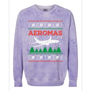 Aeromas Plane Ugly Christmas Sweater Flight Xmas Pilot Gift Funny Gift Colorblast Crewneck Sweatshirt