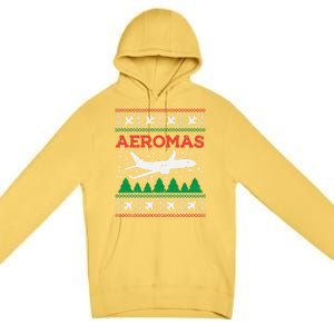 Aeromas Plane Ugly Christmas Sweater Flight Xmas Pilot Gift Funny Gift Premium Pullover Hoodie