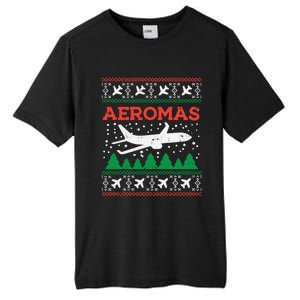 Aeromas Plane Ugly Christmas Sweater Flight Xmas Pilot Gift Funny Gift Tall Fusion ChromaSoft Performance T-Shirt