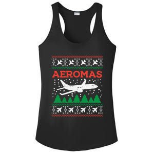 Aeromas Plane Ugly Christmas Sweater Flight Xmas Pilot Gift Funny Gift Ladies PosiCharge Competitor Racerback Tank