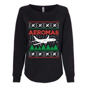 Aeromas Plane Ugly Christmas Sweater Flight Xmas Pilot Gift Funny Gift Womens California Wash Sweatshirt