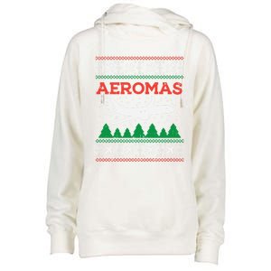 Aeromas Plane Ugly Christmas Sweater Flight Xmas Pilot Gift Funny Gift Womens Funnel Neck Pullover Hood