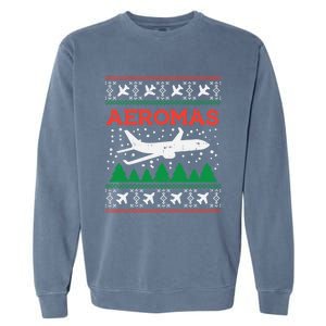 Aeromas Plane Ugly Christmas Sweater Flight Xmas Pilot Gift Funny Gift Garment-Dyed Sweatshirt