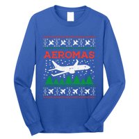 Aeromas Plane Ugly Christmas Sweater Flight Xmas Pilot Gift Funny Gift Long Sleeve Shirt