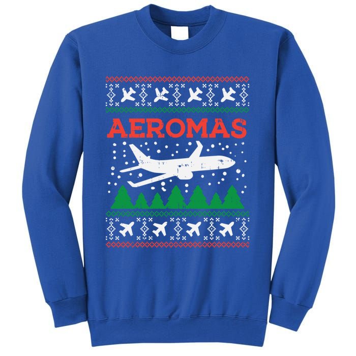 Aeromas Plane Ugly Christmas Sweater Flight Xmas Pilot Gift Funny Gift Sweatshirt