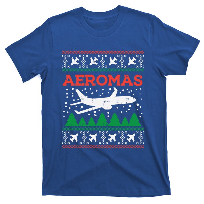 Aeromas Plane Ugly Christmas Sweater Flight Xmas Pilot Gift Funny Gift T-Shirt