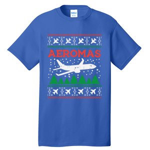 Aeromas Plane Ugly Christmas Sweater Flight Xmas Pilot Gift Funny Gift Tall T-Shirt