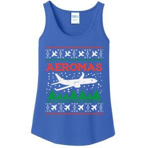 Aeromas Plane Ugly Christmas Sweater Flight Xmas Pilot Gift Funny Gift Ladies Essential Tank