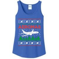 Aeromas Plane Ugly Christmas Sweater Flight Xmas Pilot Gift Funny Gift Ladies Essential Tank