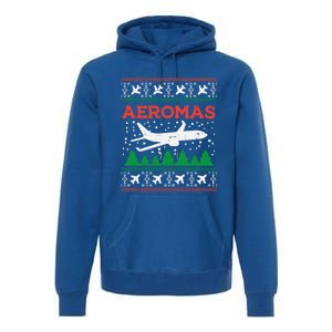 Aeromas Plane Ugly Christmas Sweater Flight Xmas Pilot Gift Funny Gift Premium Hoodie