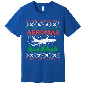 Aeromas Plane Ugly Christmas Sweater Flight Xmas Pilot Gift Funny Gift Premium T-Shirt