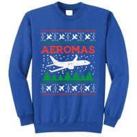 Aeromas Plane Ugly Christmas Sweater Flight Xmas Pilot Gift Funny Gift Tall Sweatshirt