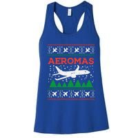 Aeromas Plane Ugly Christmas Sweater Flight Xmas Pilot Gift Funny Gift Women's Racerback Tank