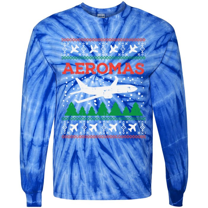 Aeromas Plane Ugly Christmas Sweater Flight Xmas Pilot Gift Funny Gift Tie-Dye Long Sleeve Shirt