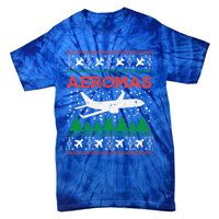 Aeromas Plane Ugly Christmas Sweater Flight Xmas Pilot Gift Funny Gift Tie-Dye T-Shirt