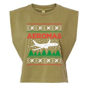 Aeromas Plane Ugly Christmas Sweater Flight Xmas Pilot Gift Funny Gift Garment-Dyed Women's Muscle Tee