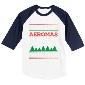 Aeromas Plane Ugly Christmas Sweater Flight Xmas Pilot Gift Funny Gift Baseball Sleeve Shirt