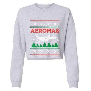 Aeromas Plane Ugly Christmas Sweater Flight Xmas Pilot Gift Funny Gift Cropped Pullover Crew