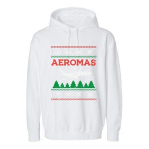 Aeromas Plane Ugly Christmas Sweater Flight Xmas Pilot Gift Funny Gift Garment-Dyed Fleece Hoodie