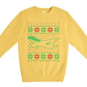 Aircrew Pilot Ugly Aviation Christmas Airplane Matching Cool Gift Premium Crewneck Sweatshirt